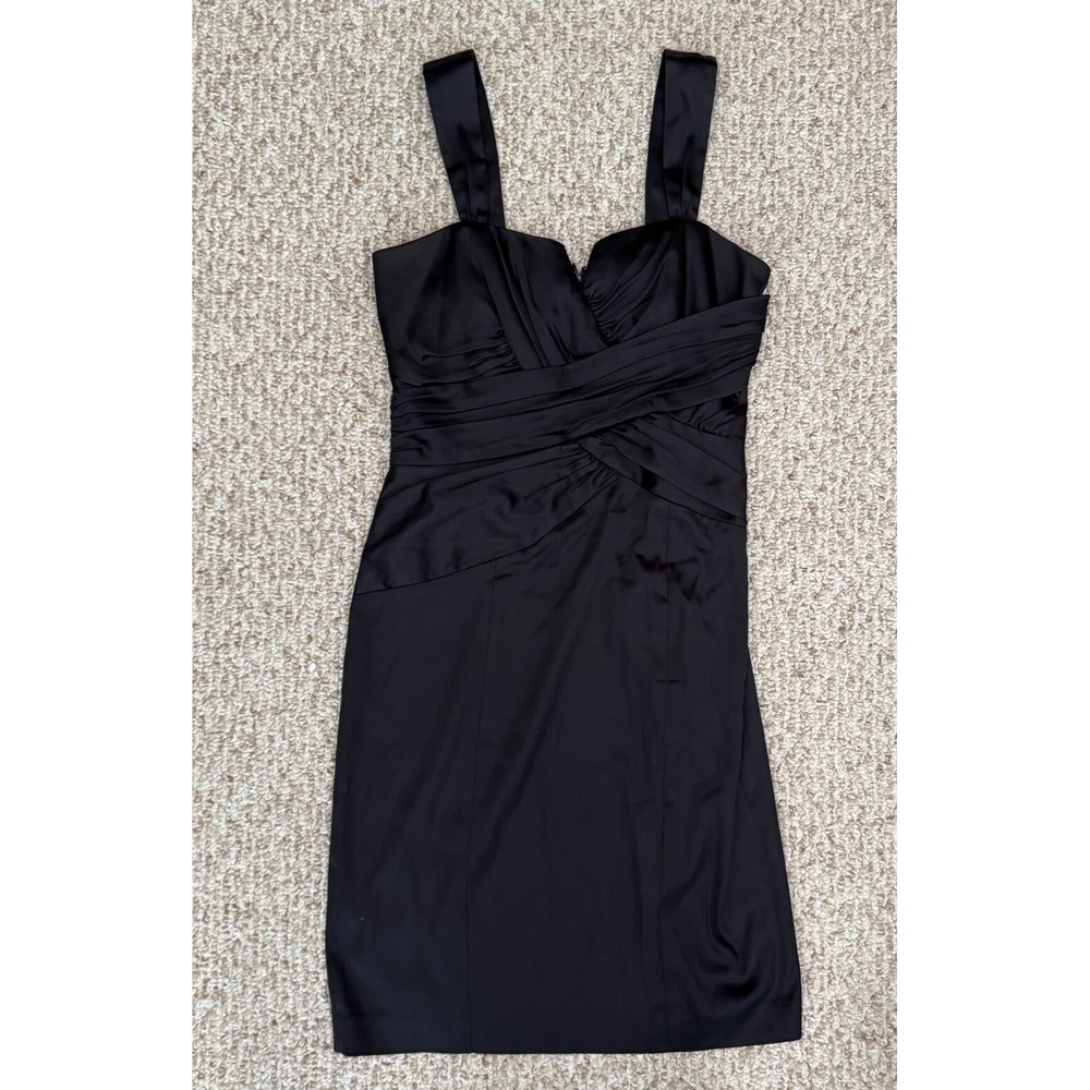 Calvin Klein Black Cocktail Sheath Dress‎ Satin Sleeveless